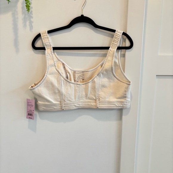 Wild Fable NWT Women's Cream Denim Cropped Tank Top Side Zipper Size L, XL & XXL - Picture 3 of 10